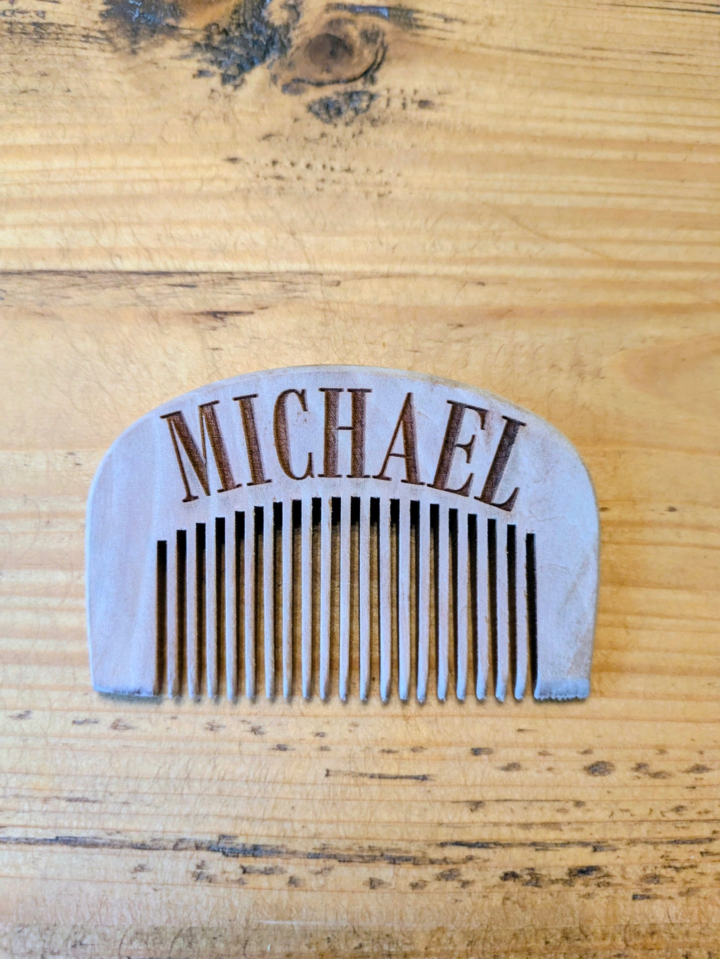 Personalised Wooden Beard Comb with Custom Engraving for Grooming