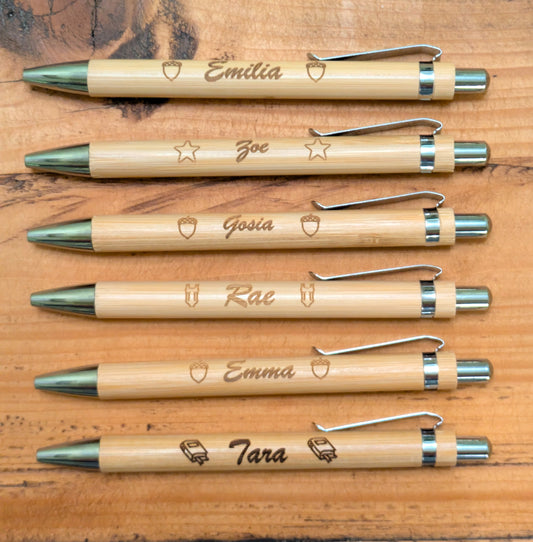 10 Personalised Wooden Pens