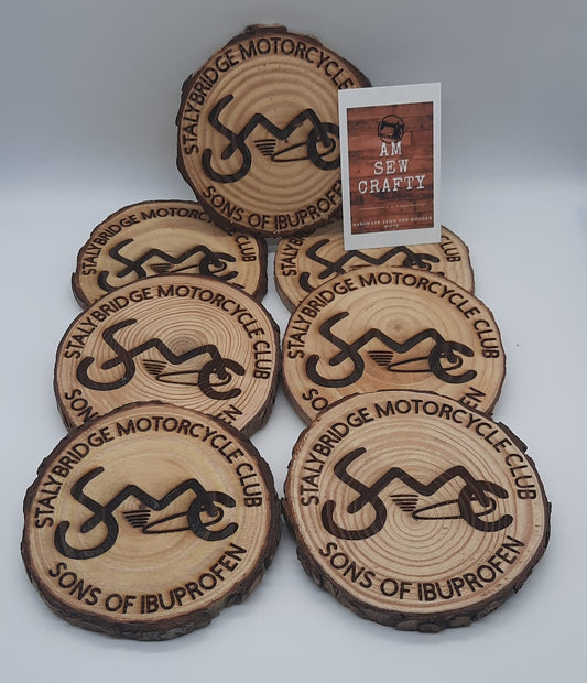 Rustic Elegance Engraved Wood Coasters – Set of 10 Personalised Event & Wedding Favours