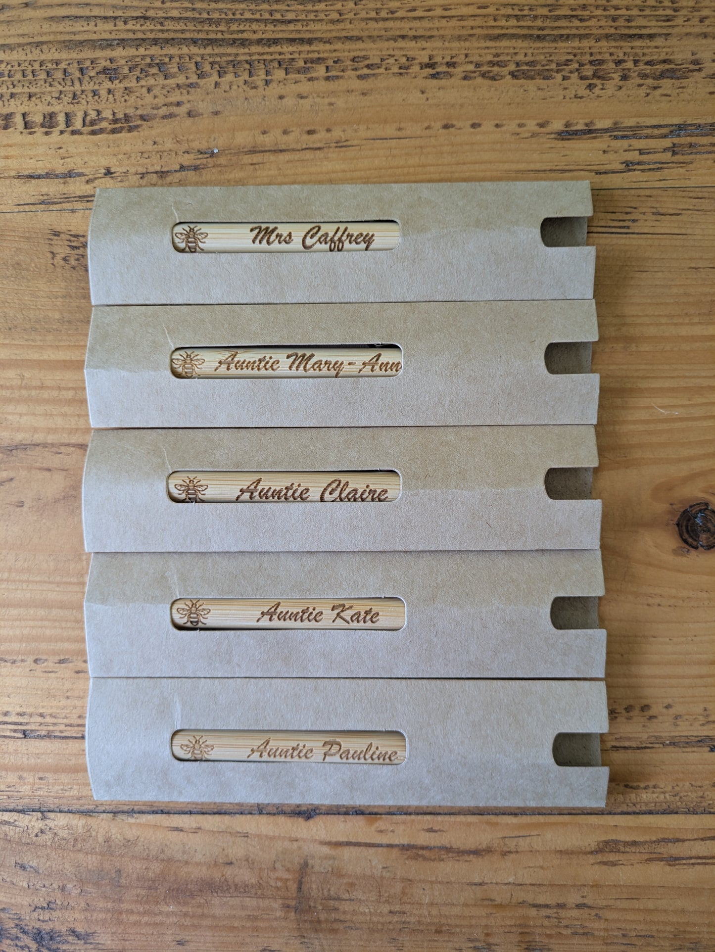 10 Personalised Wooden Pens