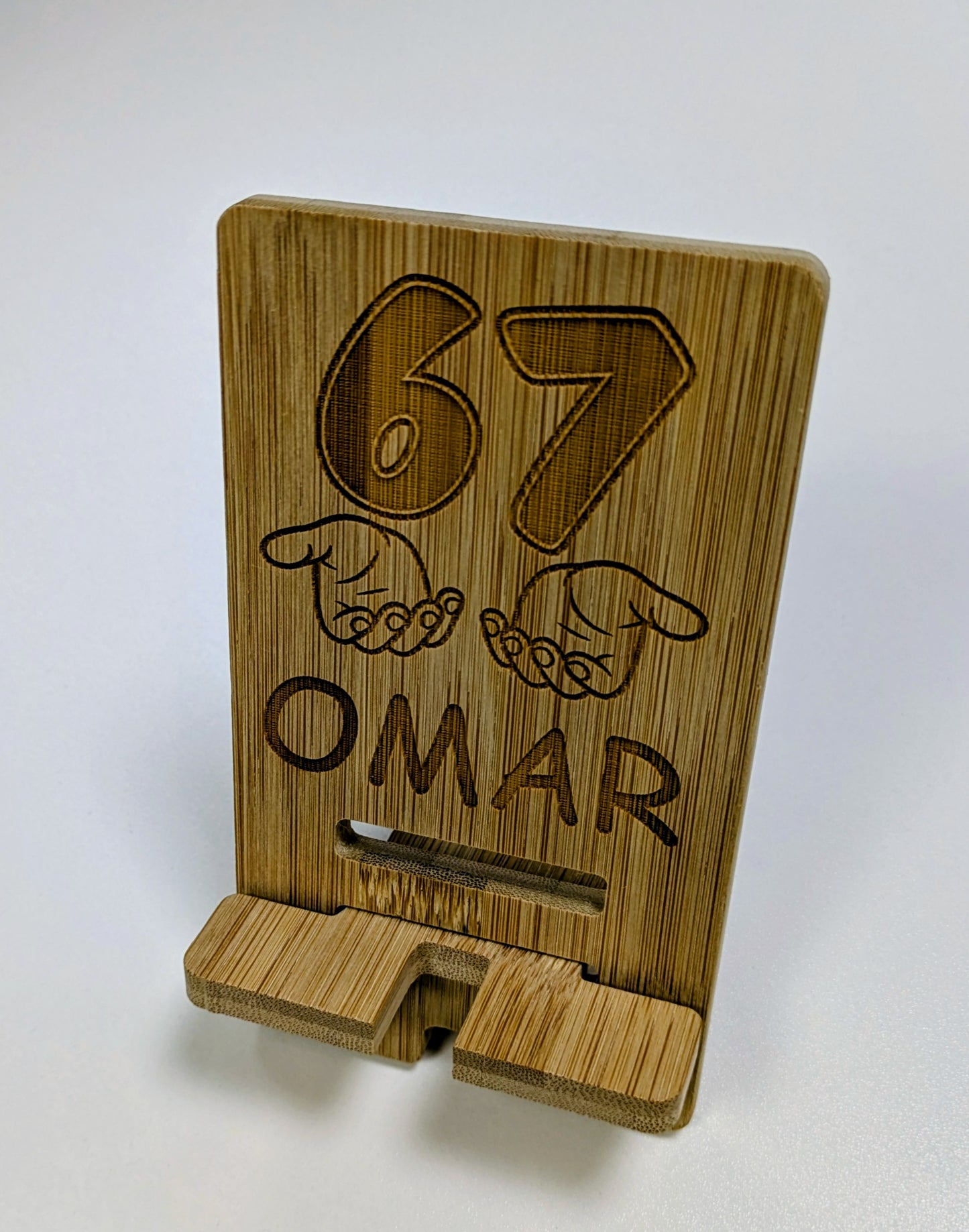 Stylish bamboo phone stand