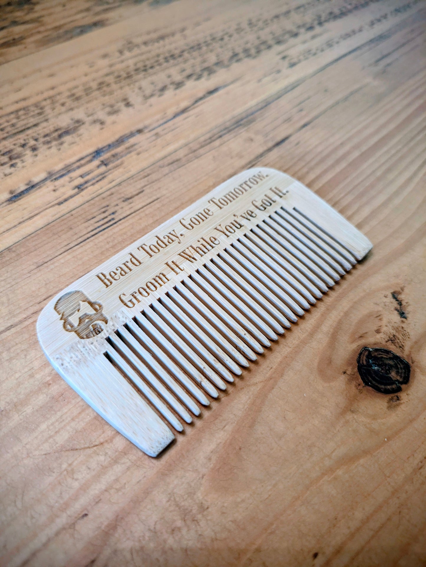 Personalised Bamboo Beard & Hair Comb – Laser Engraved