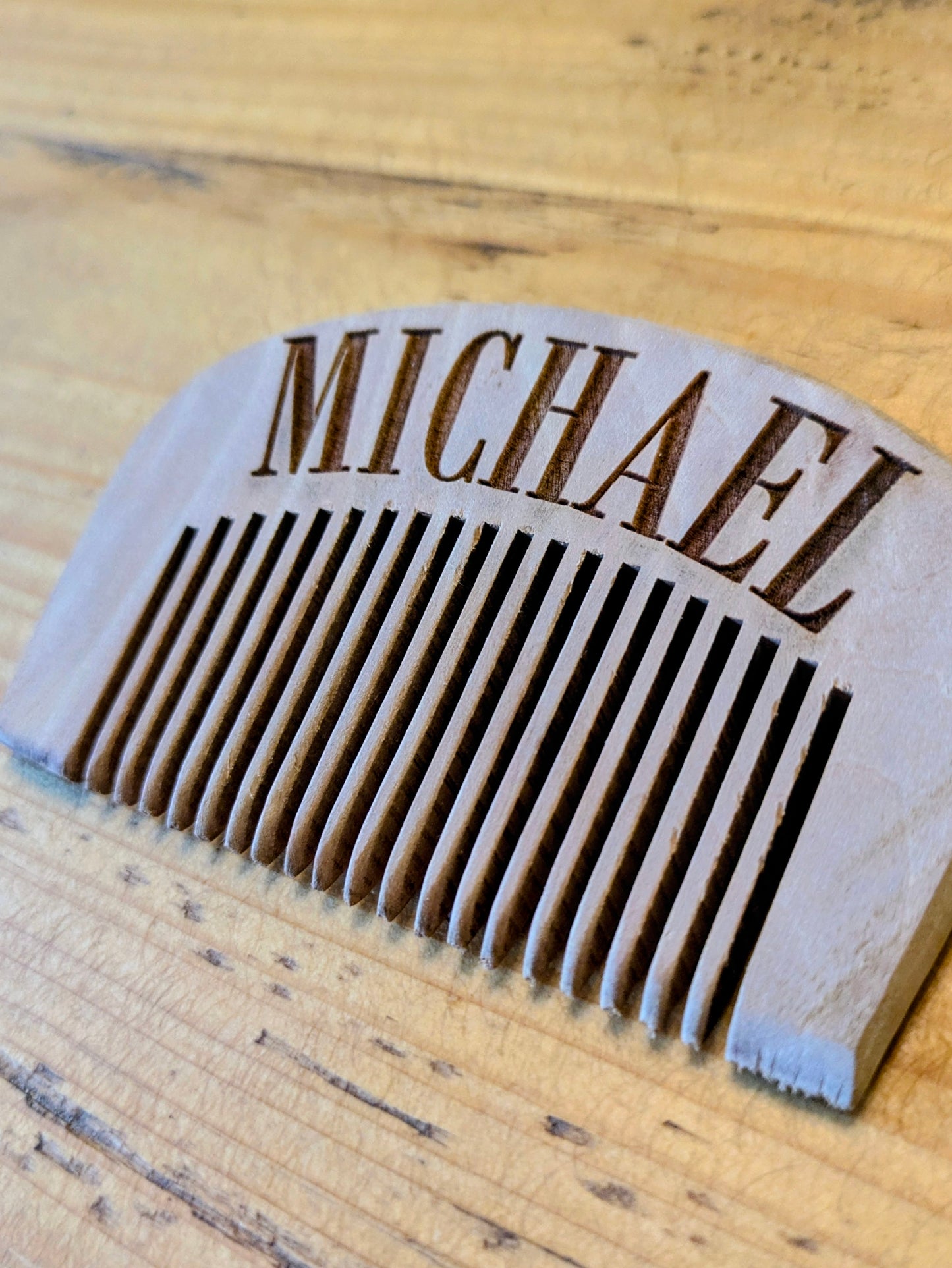 Personalised Wooden Beard Comb with Custom Engraving for Grooming