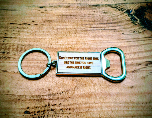 Laser Engraved Bottle Opener Keyring – Wood & Metal