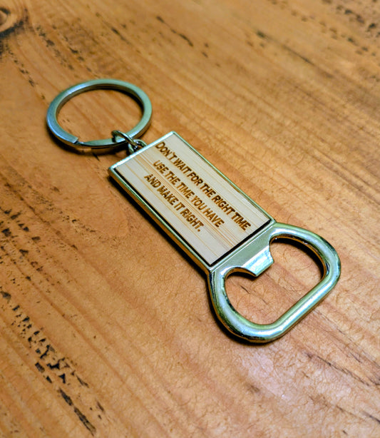 Laser Engraved Bottle Opener Keyring – Wood & Metal