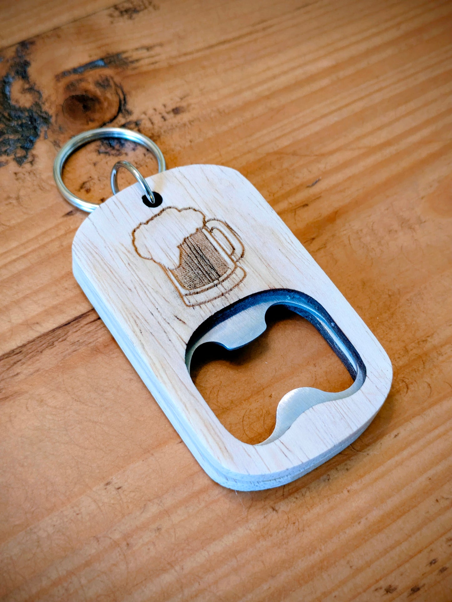 Personalised Wooden Bottle Opener Keychain