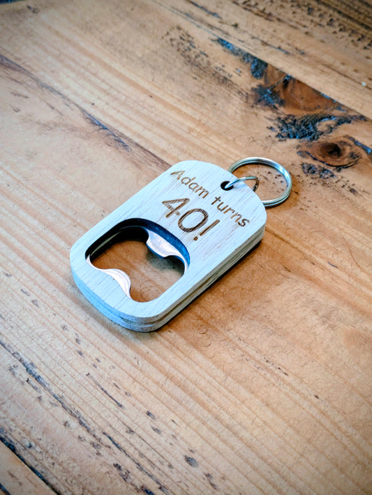 Personalised Wooden Bottle Opener Keychain