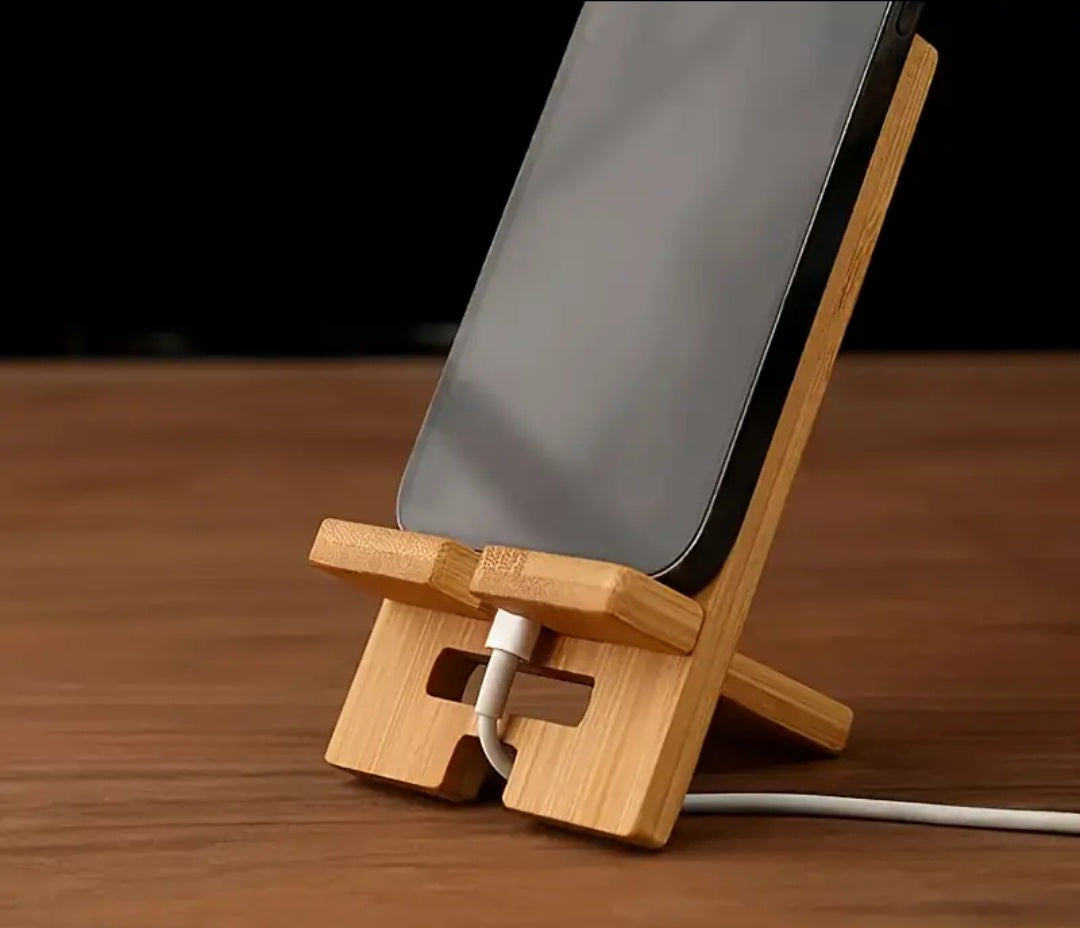 Stylish bamboo phone stand