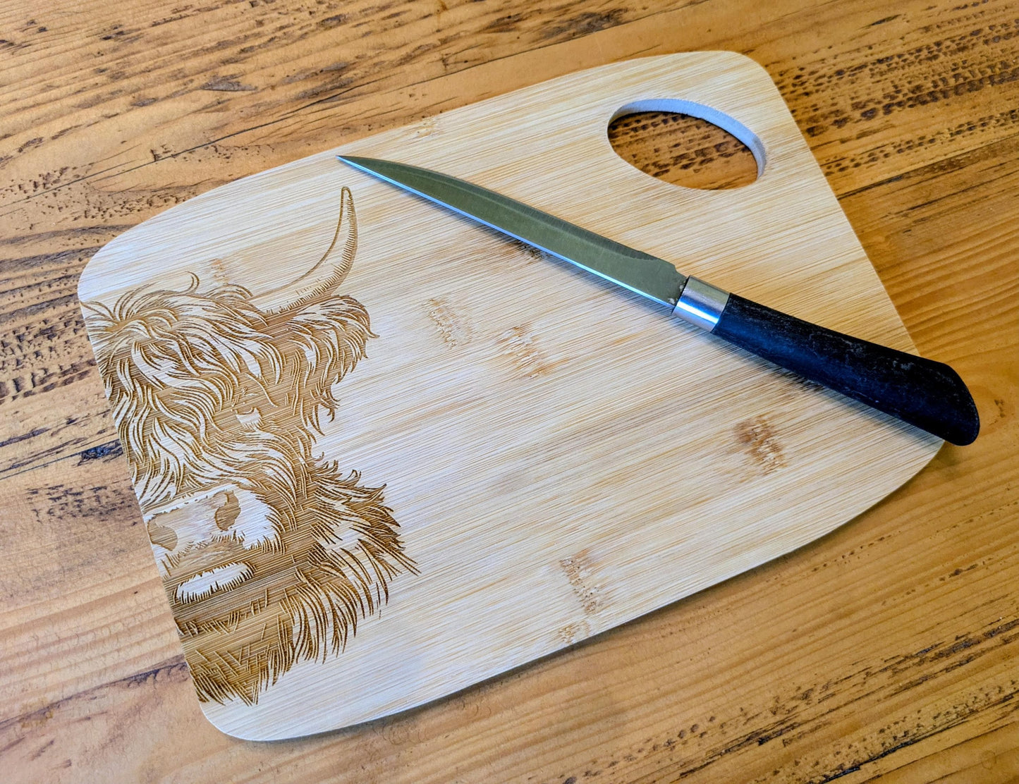 Personalised Animal Bamboo Cutting Board Gift - Engraved Rustic Kitchen Essential